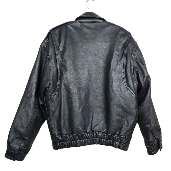 Gibson & Barnes Black Leather Airline Skyliner Bomber Jacket Men's Size 40 Tall - Picture 8 of 13